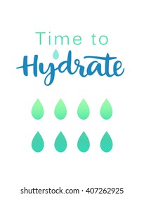 Time to hydrate. Vector handwritten motivation poster
