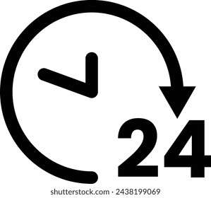 Time icon. 24 Hours support signs collection. Vector Illustration.