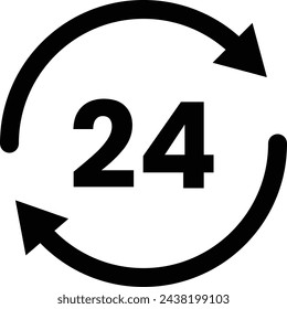 Time icon. 24 Hours support signs collection. Vector Illustration.