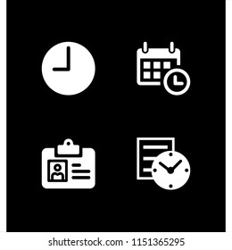 time icon. 4 time set with calendar with a clock time tools, pass and clock vector icons for web and mobile app