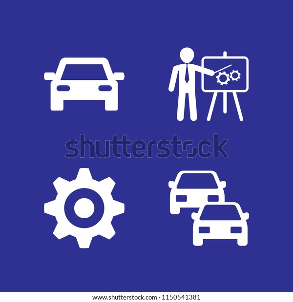 time icon. 4 time set with traffic,\
project and cog vector icons for web and mobile\
app