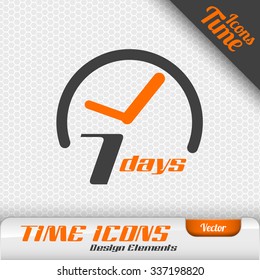 Time icon. 7 days symbol. Vector design elements.