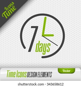 Time icon. 7 days symbol. Vector design elements.