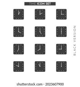 Time Icon Black Color Vector illustration set