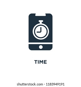 Time icon. Black filled vector illustration. Time symbol on white background. Can be used in web and mobile.