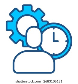 Icono De Tiempo En Diseño Plano Monocromo Azul, Ilustración vectorial