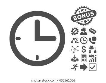 Time icon with bonus design elements. Vector illustration style is flat iconic symbols, gray color, white background.