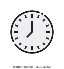 Time Icon for Clock, Alarm, and Schedule Themes – Timer illustration, hour symbol, daily routine concept. Filled Line Icon
