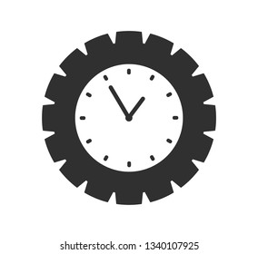 Time Icon with Clock and gear symbol. Flat style vector EPS.