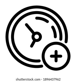 Time icon, clock. Medical, medic, healthcare and website related outline icon on a white background. With cuts, cutouts EPS Vector