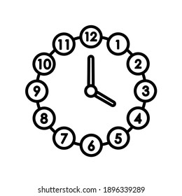 Time icon. Clock pictogram. Flat symbol for web. Line stroke. Isolated on white background. Vector eps10