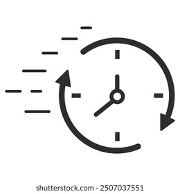 time icon, clock symbol, flat vector illustration on white background
