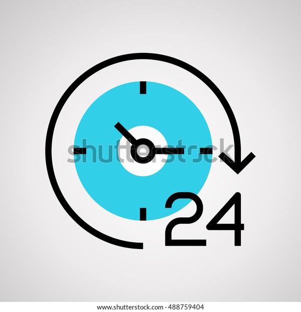 白い背景に時間アイコン 時計のベクター画像 24時間体制の支援 24時間制のアイコン のベクター画像素材 ロイヤリティフリー