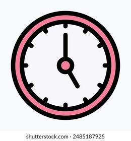 Time Icon, Clock, Wall Clock Vector Icon, Isolated Lineal Color Vector Icon.