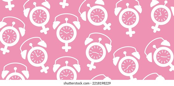 Time icon Clock for word menopause day. Concept hormone replacement therapy. Human alarm clock. Concept of menstrual period. Female estrogen and male testosterone level. Adrenaline hormone.