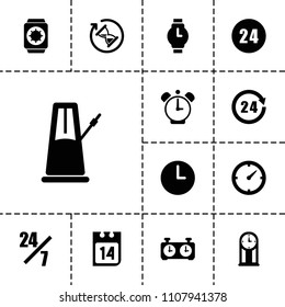 Time icon. collection of 13 time filled icons such as 24 hours support, clock, 24 hours, wall clock, wrist watch, wrist watch with sun. editable time icons for web and mobile.