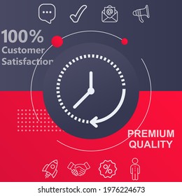 Time icon. Customize your design with a navy and red colored background template