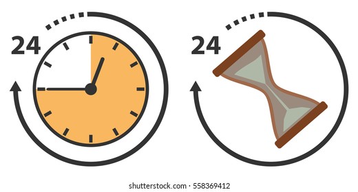 Time, time icon, day, hour, clock, hourglass. Flat design, vector illustration
