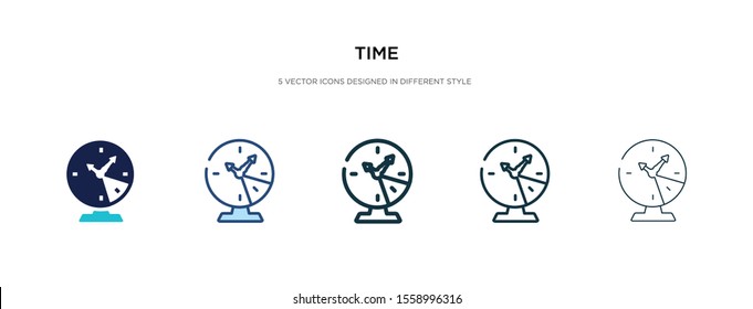 time icon in different style vector illustration. two colored and black time vector icons designed in filled, outline, line and stroke style can be used for web, mobile, ui