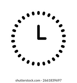 Time Icon with Dotted Outline and Simple Clock Hands