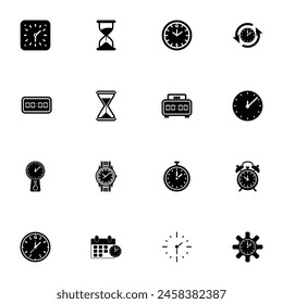 Time icon - Expand to any size - Change to any colour. Perfect Flat Vector Contains such Icons as timer, cuckoo clock, gear, hourglass, second, wristwatch, hour, stopwatch, minute and more
