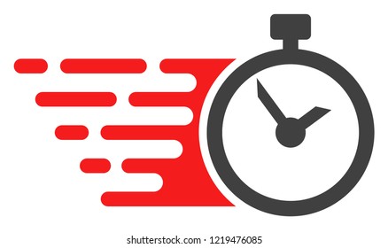 Time icon with fast speed effect in red and black colors. Vector illustration designed for modern abstraction with symbols of speed, rush, progress, energy.