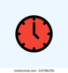 Icono de tiempo en el estilo de línea rellena sobre la interfaz de usuario, uso para presentación de aplicaciones móviles del sitio web