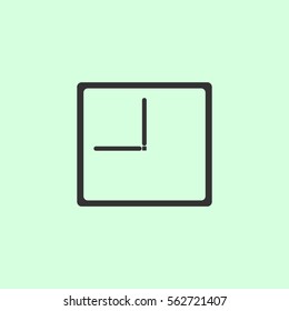Time icon flat. Grey vector symbol on green background