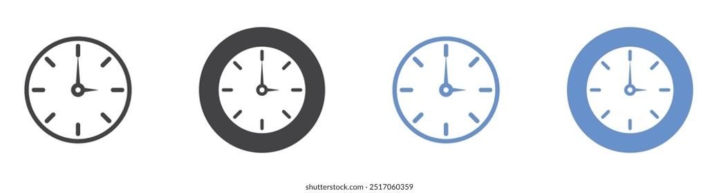 Time icon flat line symbol set.