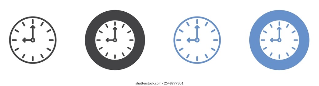 Time icon flat line symbol set.