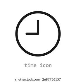 Time icon in flat modern style. Vector clock symbol representing hour, minute, or schedule for apps, websites, and UI interfaces.