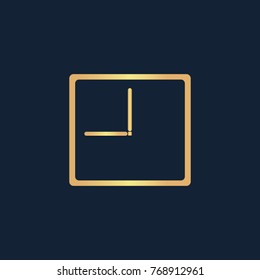 Time icon flat. Simple gold pictogram on dark background. Vector illustration symbol