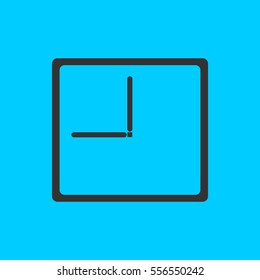 Time icon flat. Simple vector black pictogram on blue background