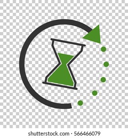 Time icon. Flat vector illustration with hourglass on isolated background.