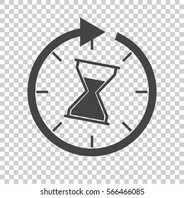 Time icon. Flat vector illustration with hourglass on isolated background.
