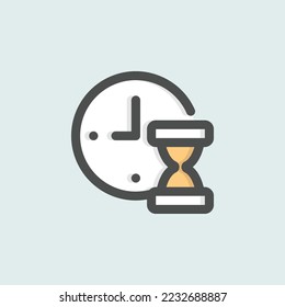  time icon, isolated hotel colored outline icon in light blue background, perfect for website, blog, logo, graphic design, social media, UI, mobile app