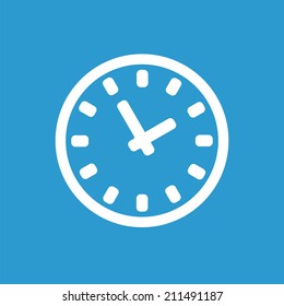 time icon, isolated, white on the blue background. Exclusive Symbols 