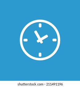 Time icon, isolated, white on the blue background. Exclusive Symbols 