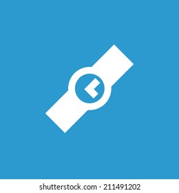 Time icon, isolated, white on the blue background. Exclusive Symbols 