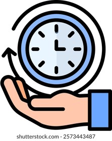 Time Icon Lineal Color Vector Illustration