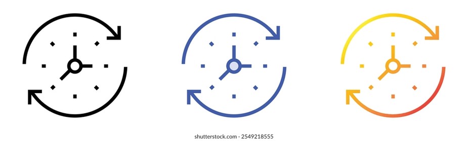 time icon. Linear, Blue Fill and Gradient Style Design Isolated On White Background