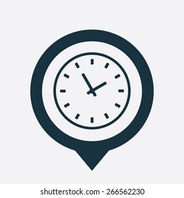 Time icon map pin on white background 