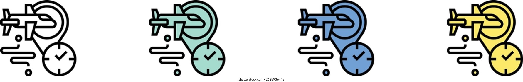 time icon. Outline, Green, Blue and Yellow Style Design Isolated On White Background