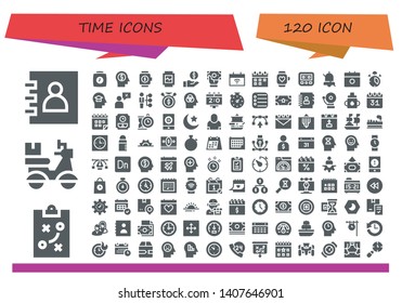 time icon set. 120 filled time icons.  Collection Of - Agenda, Strategy, Delivery, Clock, Mind, Smartwatch, Watch, Money, Calendar, Speedometer, Alarm, Salesman, Skills, Sale time
