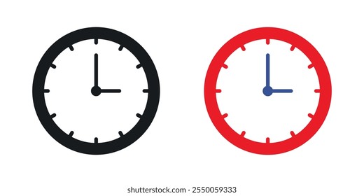 Icono de tiempo establecido en versión negra y coloreada