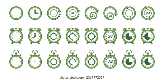 time icon set or clock icon set. gradient color time management. timer, speed, alarm, stopwatch timer, recovery. vector icons isolated on white background.