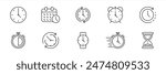 time icon set. time and clock thin line style icon. vector illustration