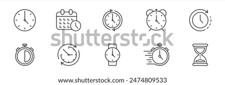 time icon set. time and clock thin line style icon. vector illustration