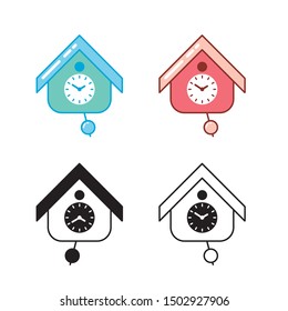Time icon set. Сuckoo clocks on the wall isolated on white background. 