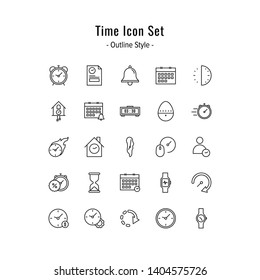 time icon set. time icons vector. outline icon style design